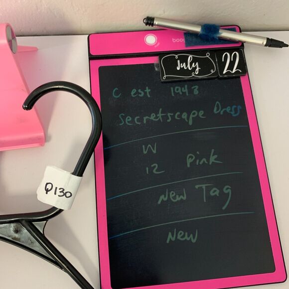 C EST 1946 Dress Womens 12 Pink Big Buttons Pockets Secret Escape Midi Flowy - Picture 12 of 13